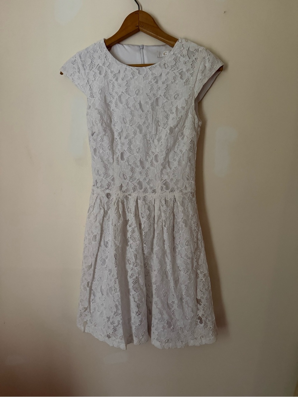 C White Lace Dress with Floral Overlay